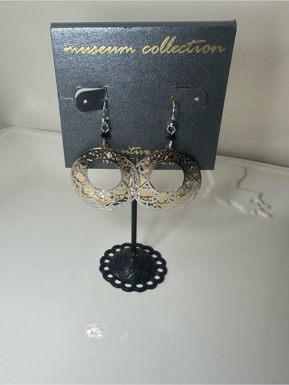 Filigree Two Toned Drop Earrings